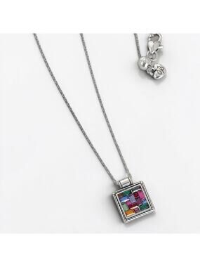 Brighton St Michel Multicolor Square Pendant Necklace Geometric Stones Retired